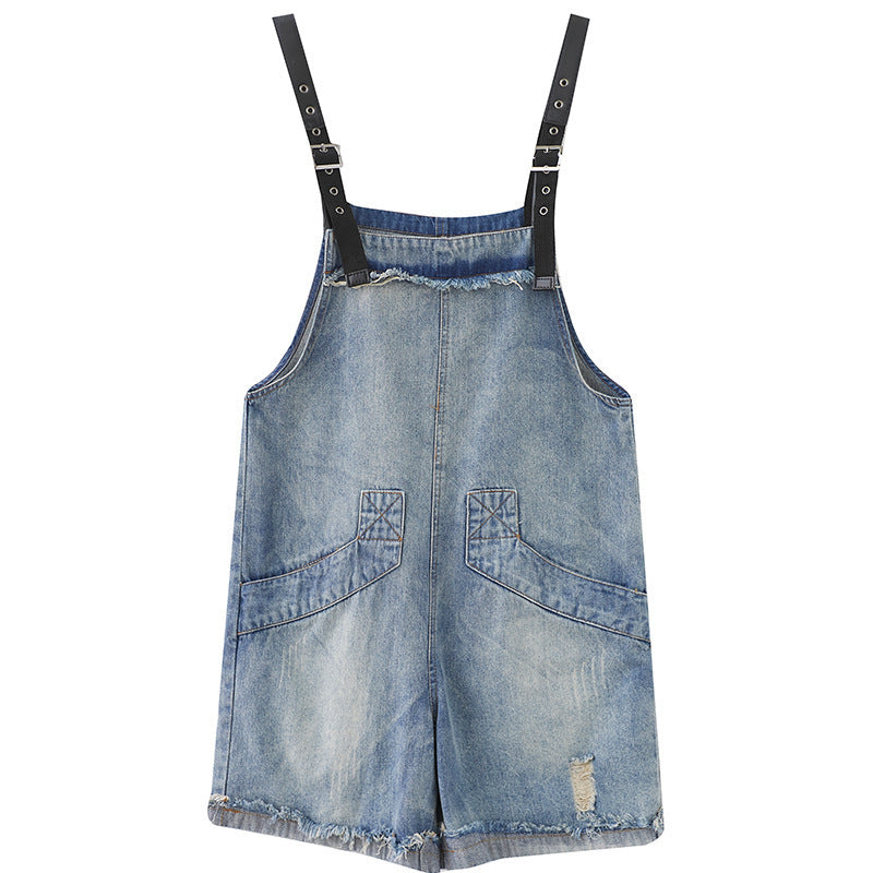 New Literary Large Size Fat Sister Jean Suspenders Female Women DealSniper.net Blue M