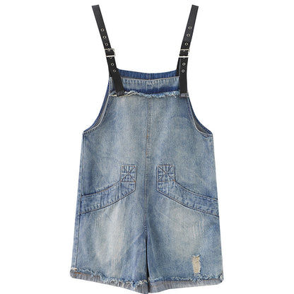 New Literary Large Size Fat Sister Jean Suspenders Female Women DealSniper.net Blue M