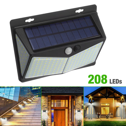 208 LED Solar Power Light Motion Sensor Outdoor Yard Garden Wall Lamp Waterproof Home dealsniper-net