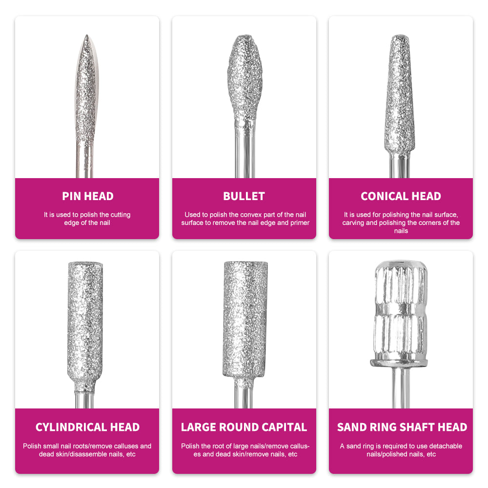 45000RPM Professional Nail Drills Kit With 6 Drill Bits Beauty dealsniper-net