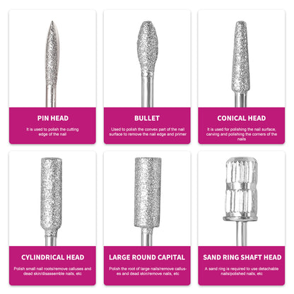 45000RPM Professional Nail Drills Kit With 6 Drill Bits Beauty dealsniper-net