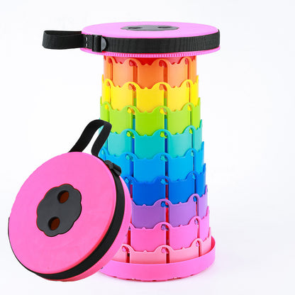 Children's Rainbow Folding Stool Portable Retractable Chair Kids dealsniper-net Adult Rainbow Rose Red