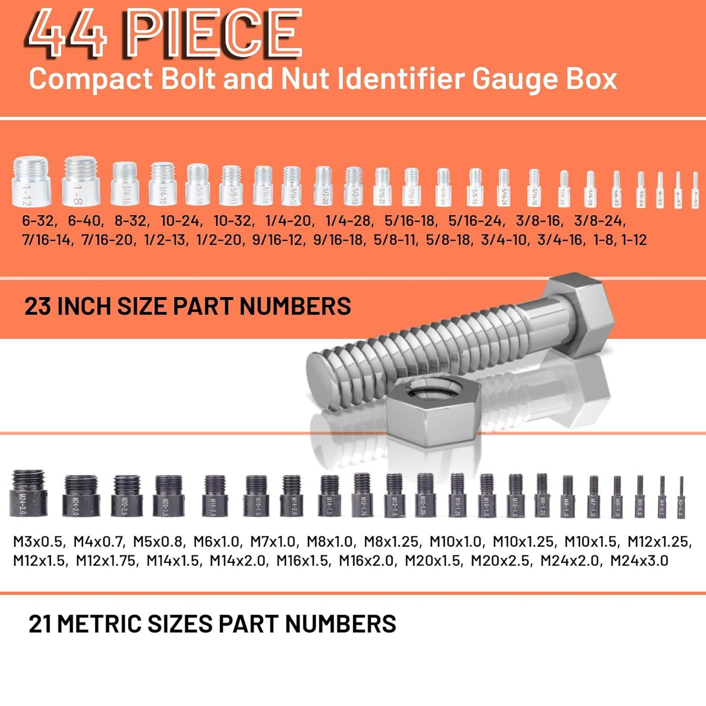 Nut And Bolt Thread Checker 44-piece Set Tools Gym From House
