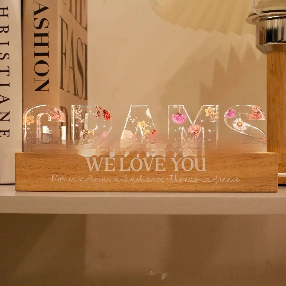 Mother's Day Custom Flower Printed LED Night Light Creative Home Decor Gym From House