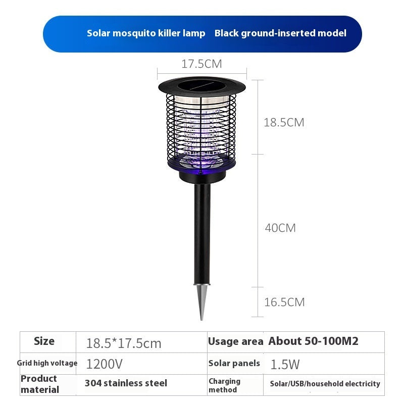 Outdoor Waterproof Solar Mosquito Lamp Outdoor dealsniper-net Black Ground Plug