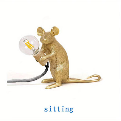 Creative Nordic Resin Mouse Table Lamp Desk LED Night Lights Home Decor Gym From House Gold US sitting