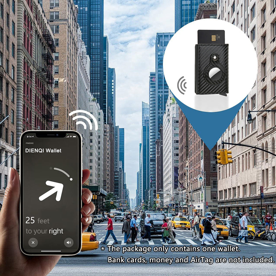 AirTag Wallet Anti Theft Bullet Card Bag Multi-functional Rfid Card Holder Gadgets dealsniper-net