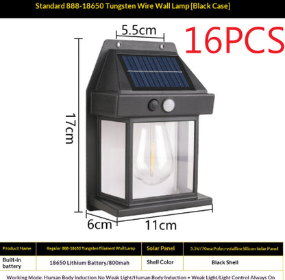 Outdoor Solar Tungsten Wall Light With Motion Sensor IP65 Outdoor DealSniper.net Black Style14500 16pcs