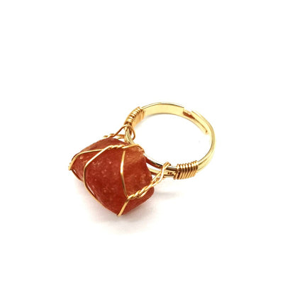 Personality Hand Wrapped Rough Stone Agate Ring Jewelry dealsniper-net Onyx adjustable