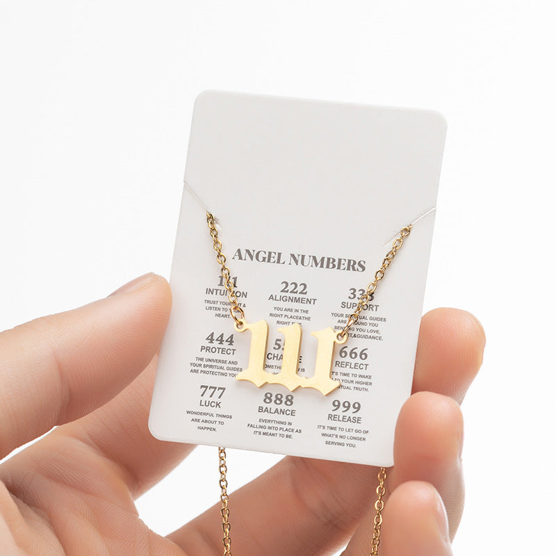 Women's New Angel Lucky Digital Pendant Necklace Jewelry dealsniper-net Body Gold Number1