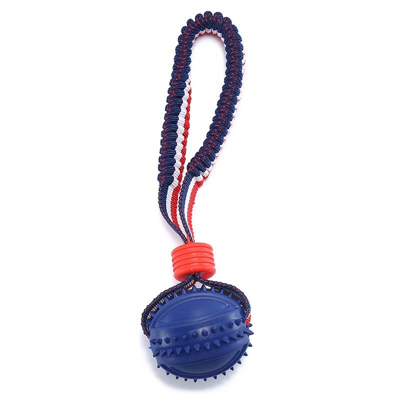 Interactive Dog Toy Ball Interactive Teether With Rope Dog Ball Pets dealsniper-net Rugby Blue