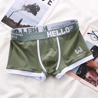 Men's Boxers Trendy Breathable Contrast Color Men dealsniper-net Green L