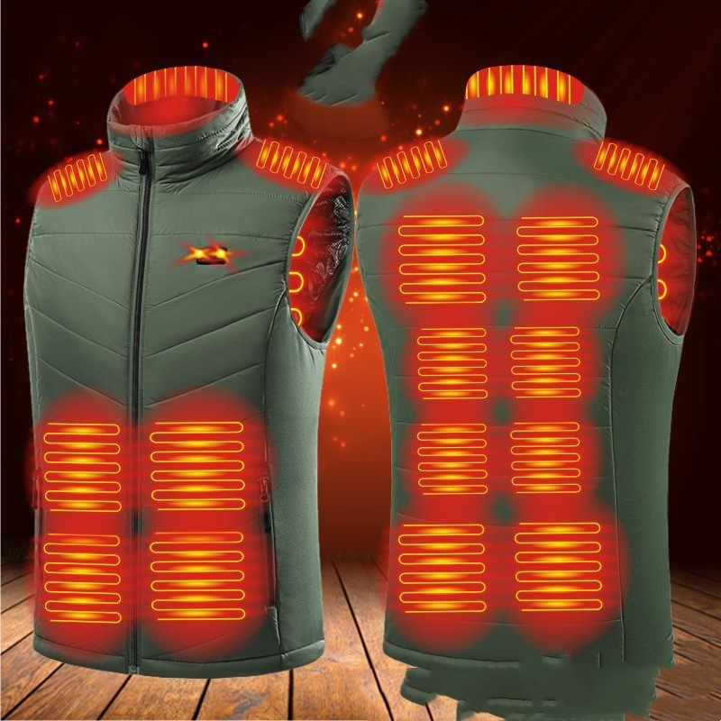 Can Wear USB Heating Clothes Standing Collar Heated Horse Jacket Men DealSniper.net Green 2XL