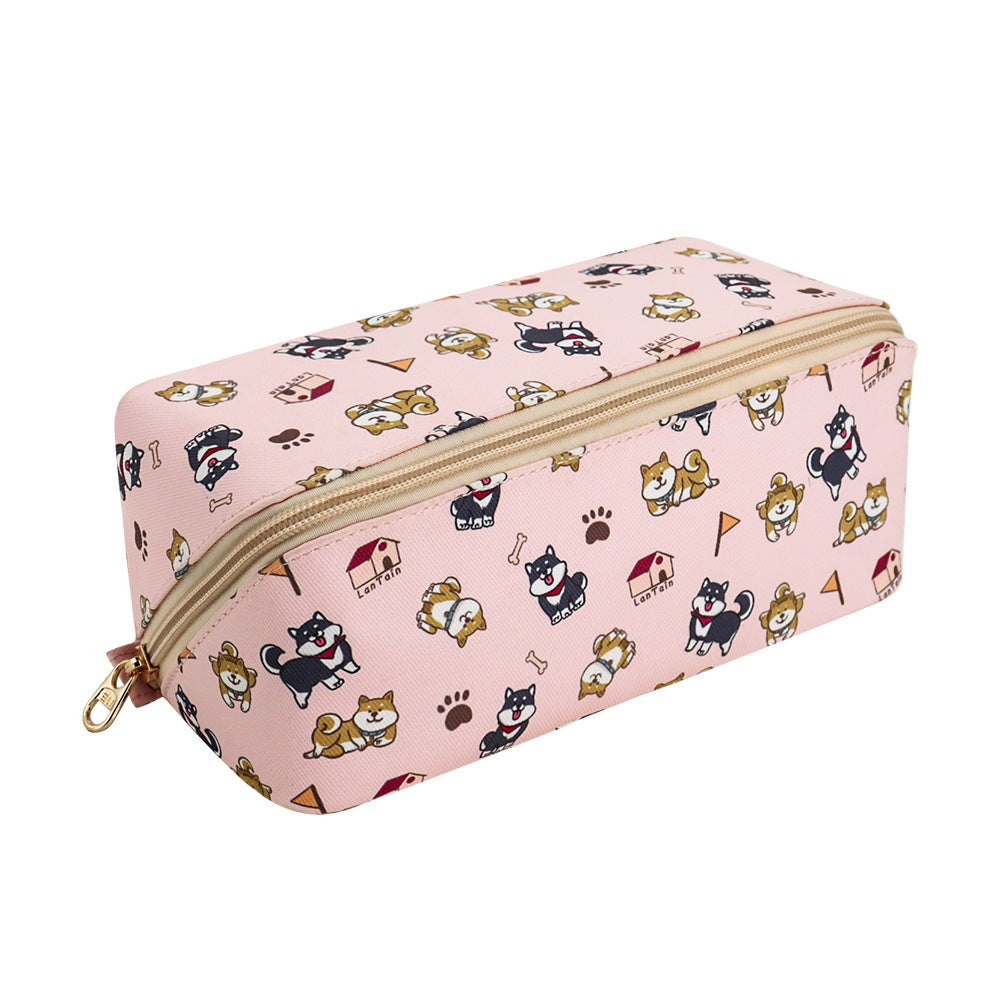 Cute Dog Pets Print Cosmetic Bag Waterproof Makeup Bags Travel Pets DealSniper.net Pastoral pink