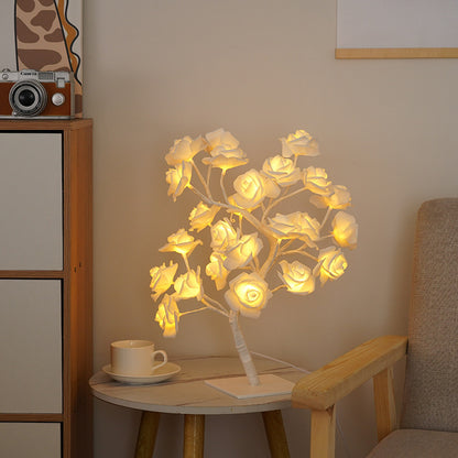 Removable Plastic Base Small Night Lamp Home Decor dealsniper-net White Base White Rose Warm Light