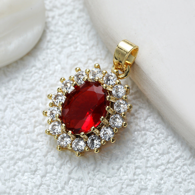 Fashionable Commuter Trendy Micro-Inlaid Zircon Ice-Type Necklace Jewelry Gym From House D024j red glass