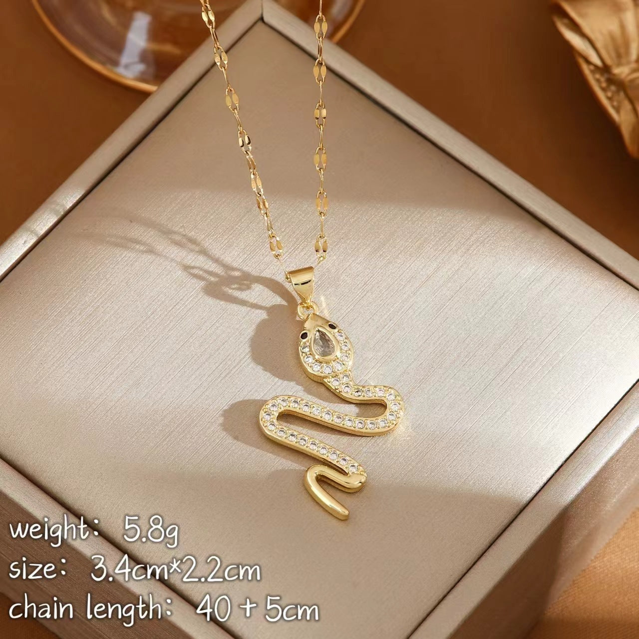 Fashion Personality Snake Necklace With Rhinestone Design Jewelry dealsniper-net