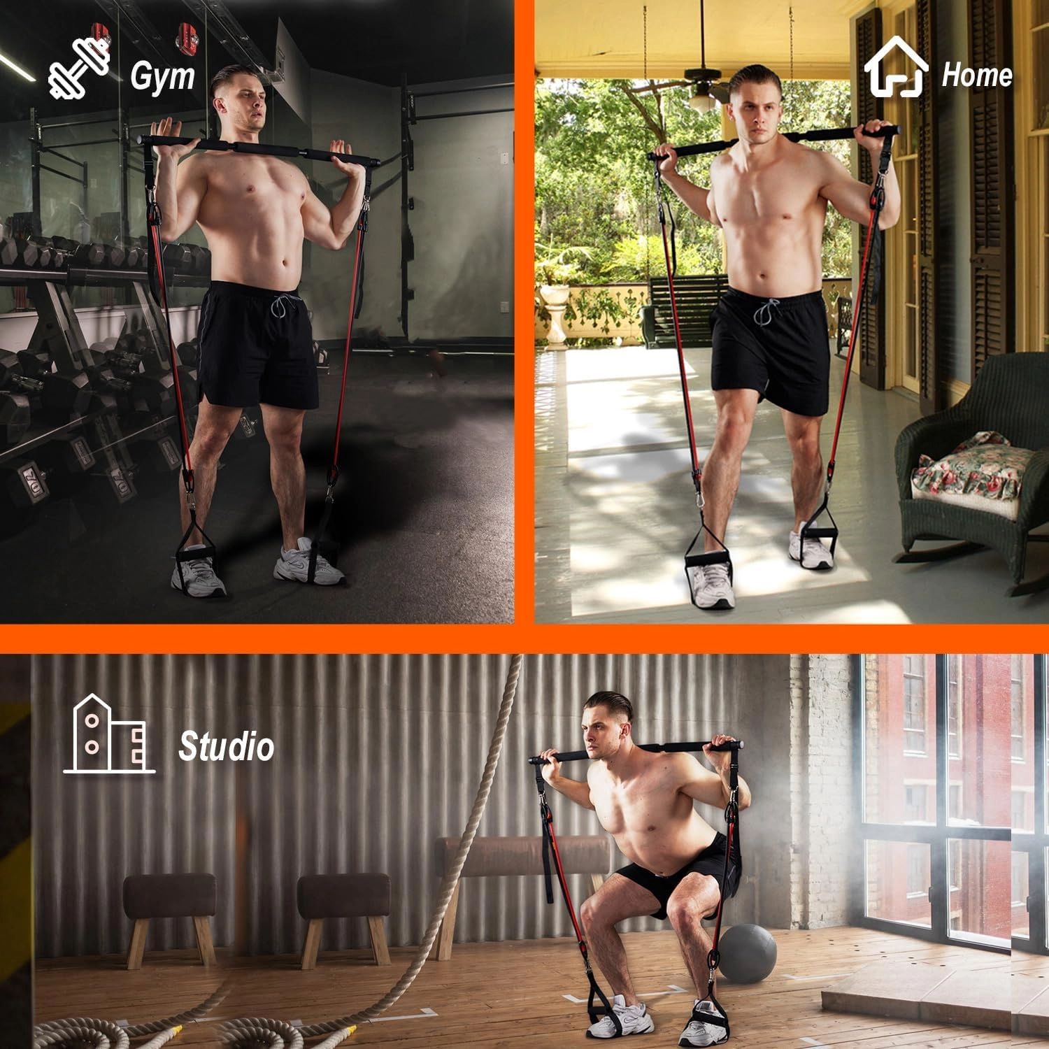 Pilates Bar Kit With Resistance Bands. Fitness Bar With Ab Roller For Abs Workout. Squat Machine.Core Strength Training Equipment.Portable Home Gym For Men And Women Sports DealSniper.net