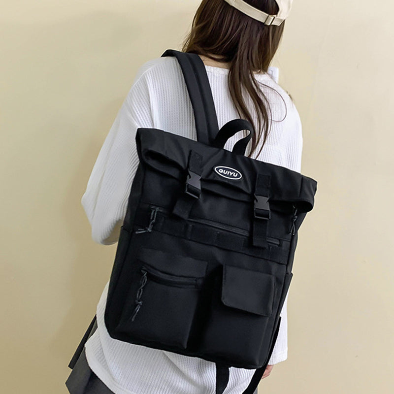 Multi-pocket Backpack Women Fashion Buckle Students School Bags