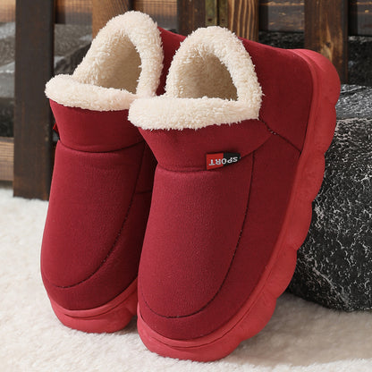 Winter Plush Cotton Shoes Women Men Warm Suede House Men DealSniper.net Wine red 36to37