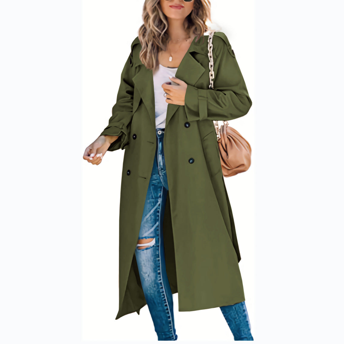 Women's Fashion Casual Solid Color Windbreaker Jacket Women dealsniper-net Army Green 2XL