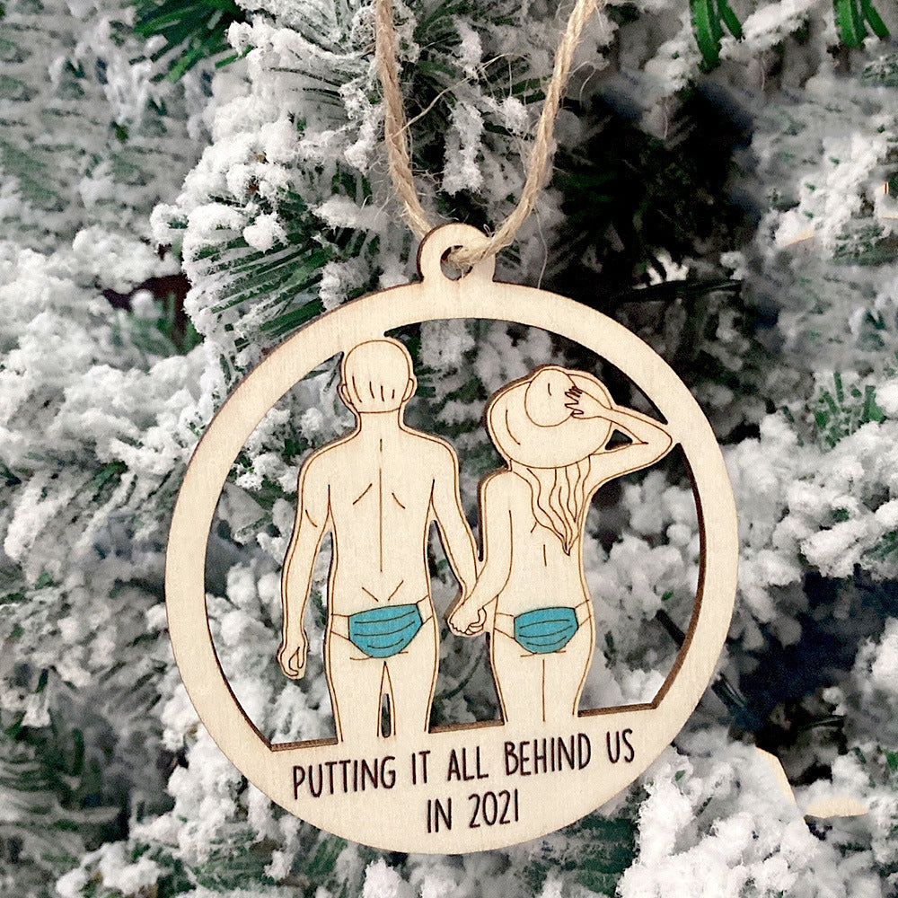 Wooden Hollowed-out Ornament Christmas Tree Pendant Holidays DealSniper.net Khaki H