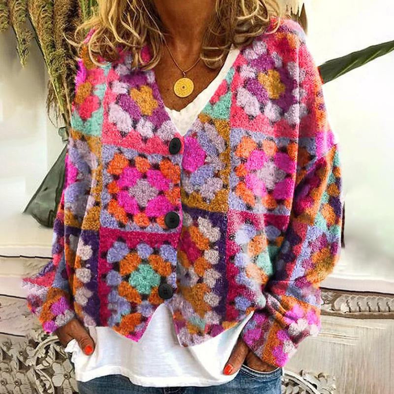 New Christmas Abstract Flowers Printing Sweater Fashion Women DealSniper.net