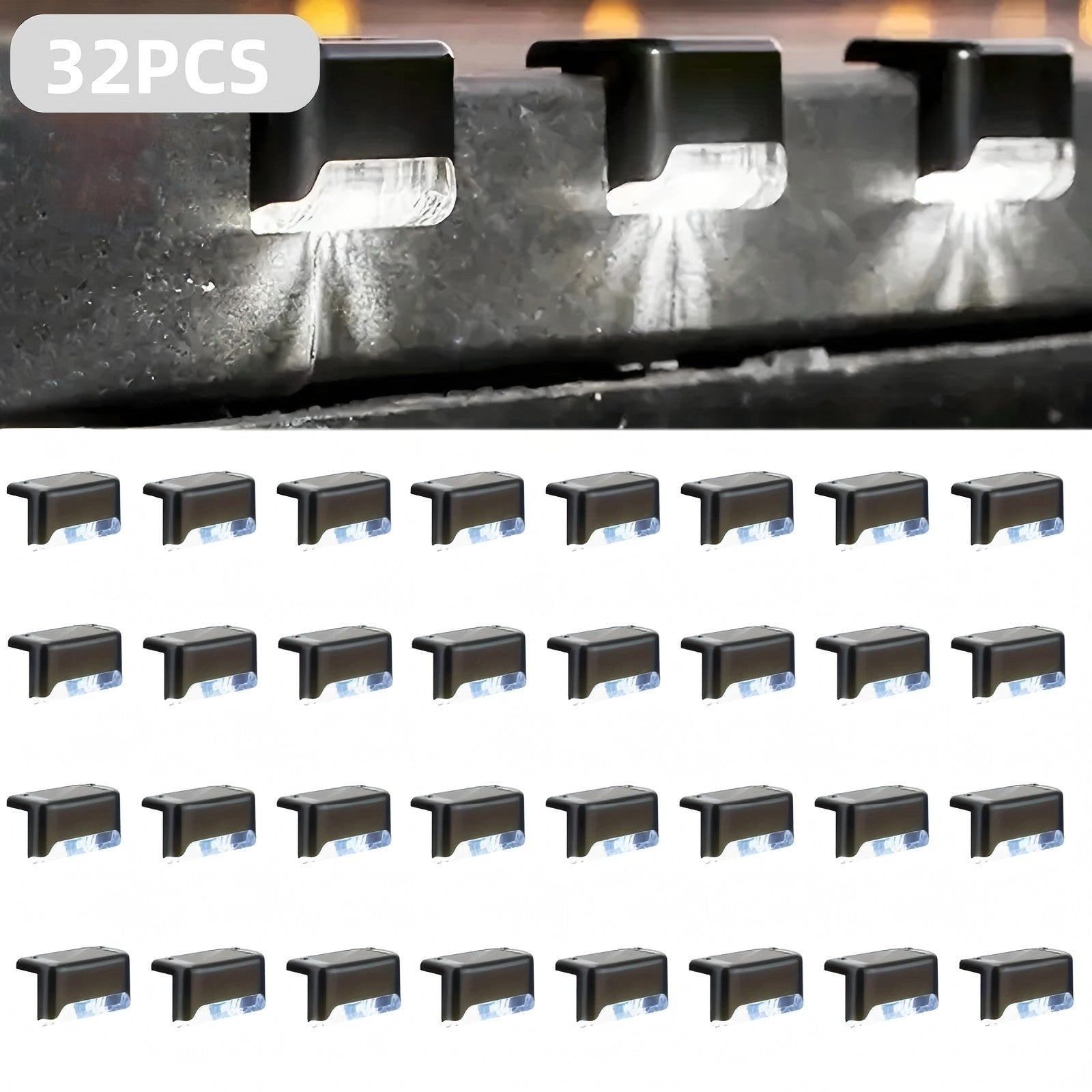 32&16 PCS Solar Deck Lights Outdoor Solar Step Lights Outdoor Gym From House