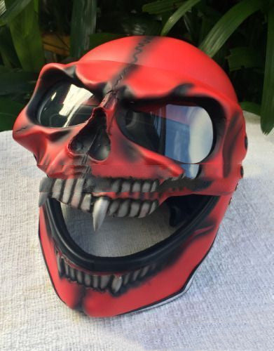 European And American Halloween Skull Head Helmet Mask Holidays DealSniper.net Red Latex