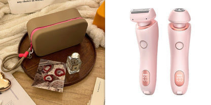 2 In 1 Hair Removal Epilator USB Rechargeable Trimmer Beauty dealsniper-net Pink and Khaki Rose Red set USB