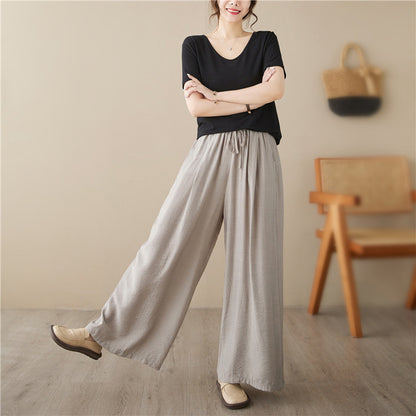 New Plus Size Wide Legs Mop Straight Casual Pants Women dealsniper-net