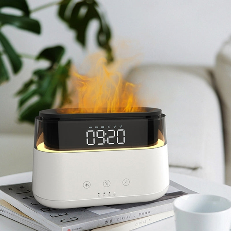 Flame Humidifier With Clock Bedroom