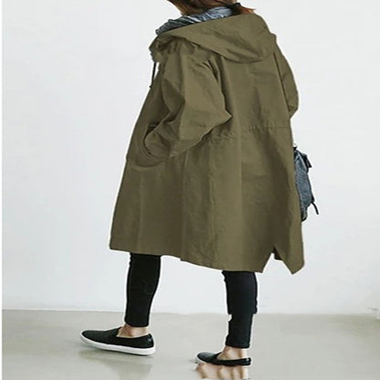 Women Windbreaker Jacket Casual Loose Button Pockets Hooded Women Gym From House