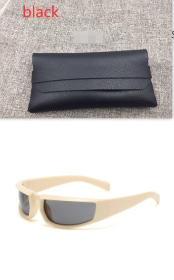 Fashion New Personality Cycling Sports Trend Sunglasses Men Gym From House Beige black grey C6 With glasses bag