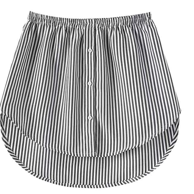 Women All-match Shirts Sweaters And Fake Skirts Women DealSniper.net Black white stripe 2XL