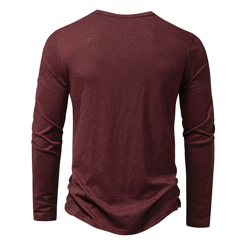 Men's Long-sleeved T-shirt Fashion Casual Solid Color Men Gym From House