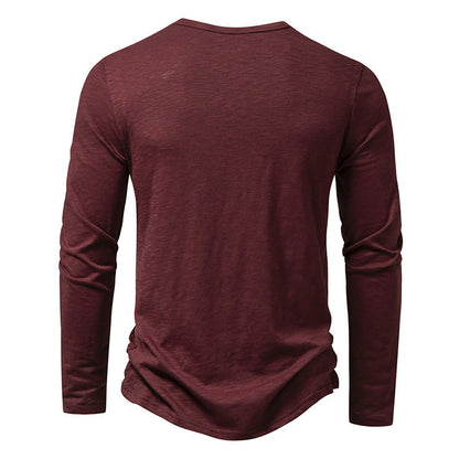 Men's Long-sleeved T-shirt Fashion Casual Solid Color Men Gym From House