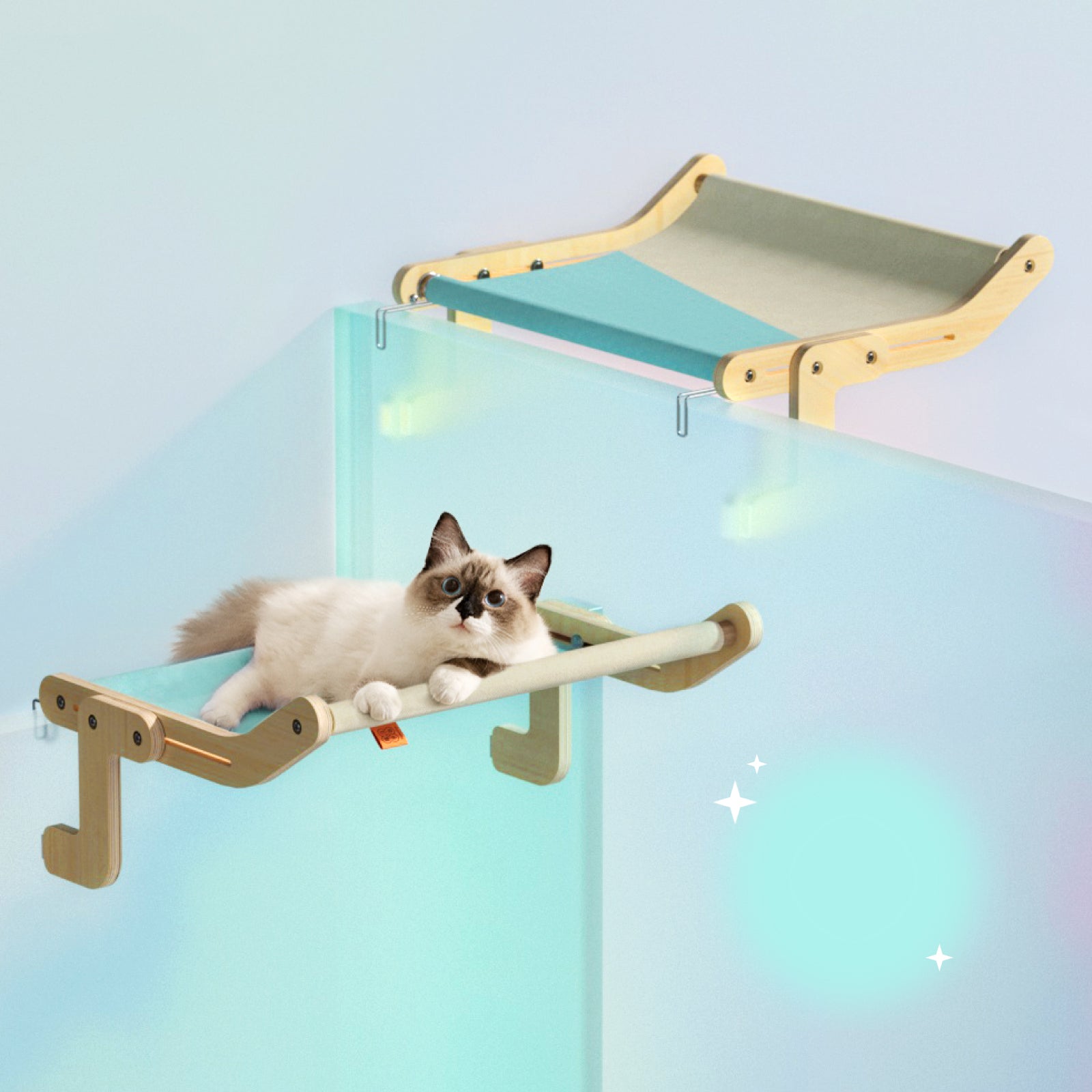 Mewoofun Pet Cat Window Perch 4 Color Wooden Assembly Hanging Bed Deals DealSniper.net Blue