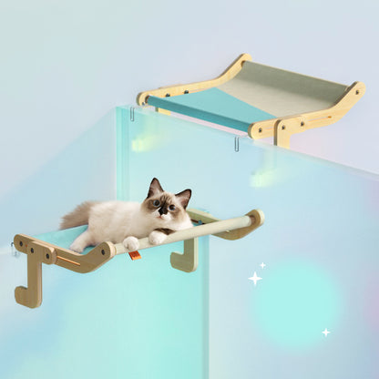 Mewoofun Pet Cat Window Perch 4 Color Wooden Assembly Hanging Bed Deals DealSniper.net Blue