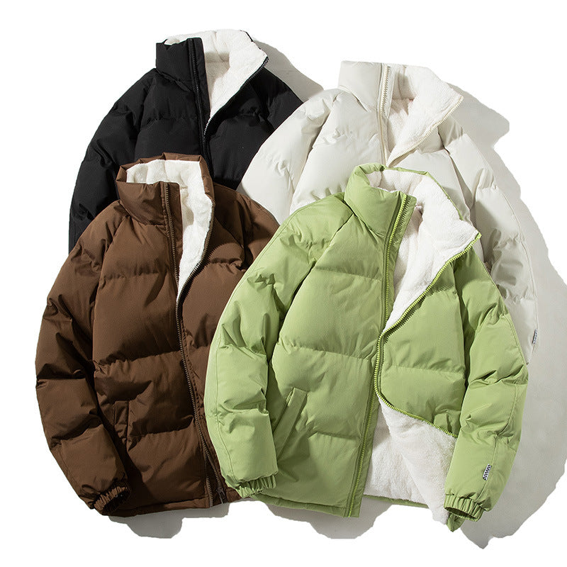 Couples Stand-up Collar Coat With Pockets Fashion Winter Warm Plush Men DealSniper.net
