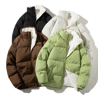 Couples Stand-up Collar Coat With Pockets Fashion Winter Warm Plush Men DealSniper.net