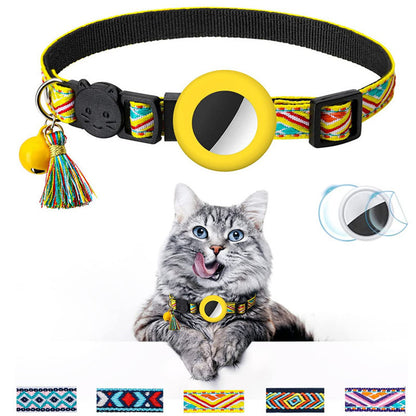 Pet Collar Geometric Pattern Cat With Bell Pets dealsniper-net Yellow