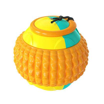 New Pet Draw Rope Hand Throwing Ball ABS Grinding Teeth Resistant Chew Dog Training Ball Pets dealsniper-net Yellow