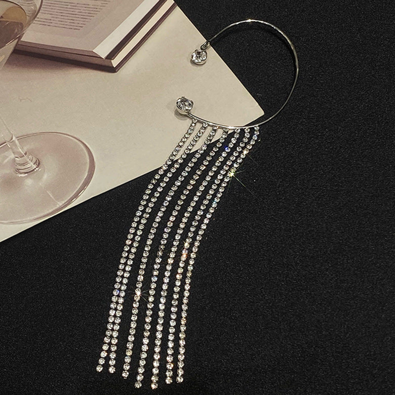 Fashionable And Simple Long Tassel Earrings Jewelry dealsniper-net Silver left