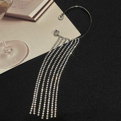 Fashionable And Simple Long Tassel Earrings Jewelry dealsniper-net Silver left