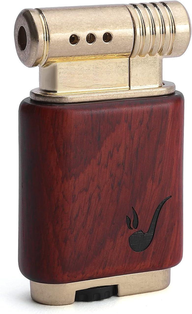 Pipe Lighter Soft Flame Refillable Gas Wooden Case Fire