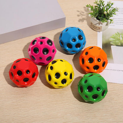 Hole Ball Soft Bouncy Ball Anti-fall Moon Shape Porous Bouncy Ball Kids Indoor Outdoor Toy Ergonomic Design Kids dealsniper-net