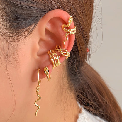 Punk Gold Plated Animal Snake Clip Earrings Ear Clip Without Piercing Jewelry Gym From House HS1405