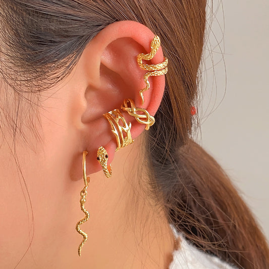 Punk Gold Plated Animal Snake Clip Earrings Ear Clip Without Piercing Jewelry Gym From House HS1405