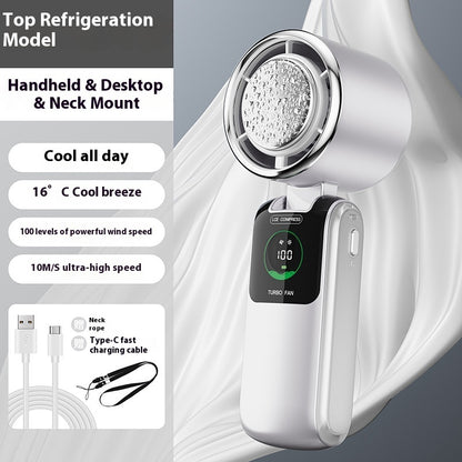 New Ice Pack High-Speed Handheld Folding Mini Fan Electronics Gym From House White 4000mAh